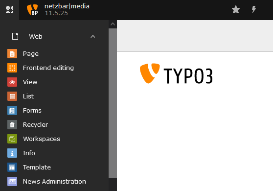 TYPO3 Dashboard mit Modulen